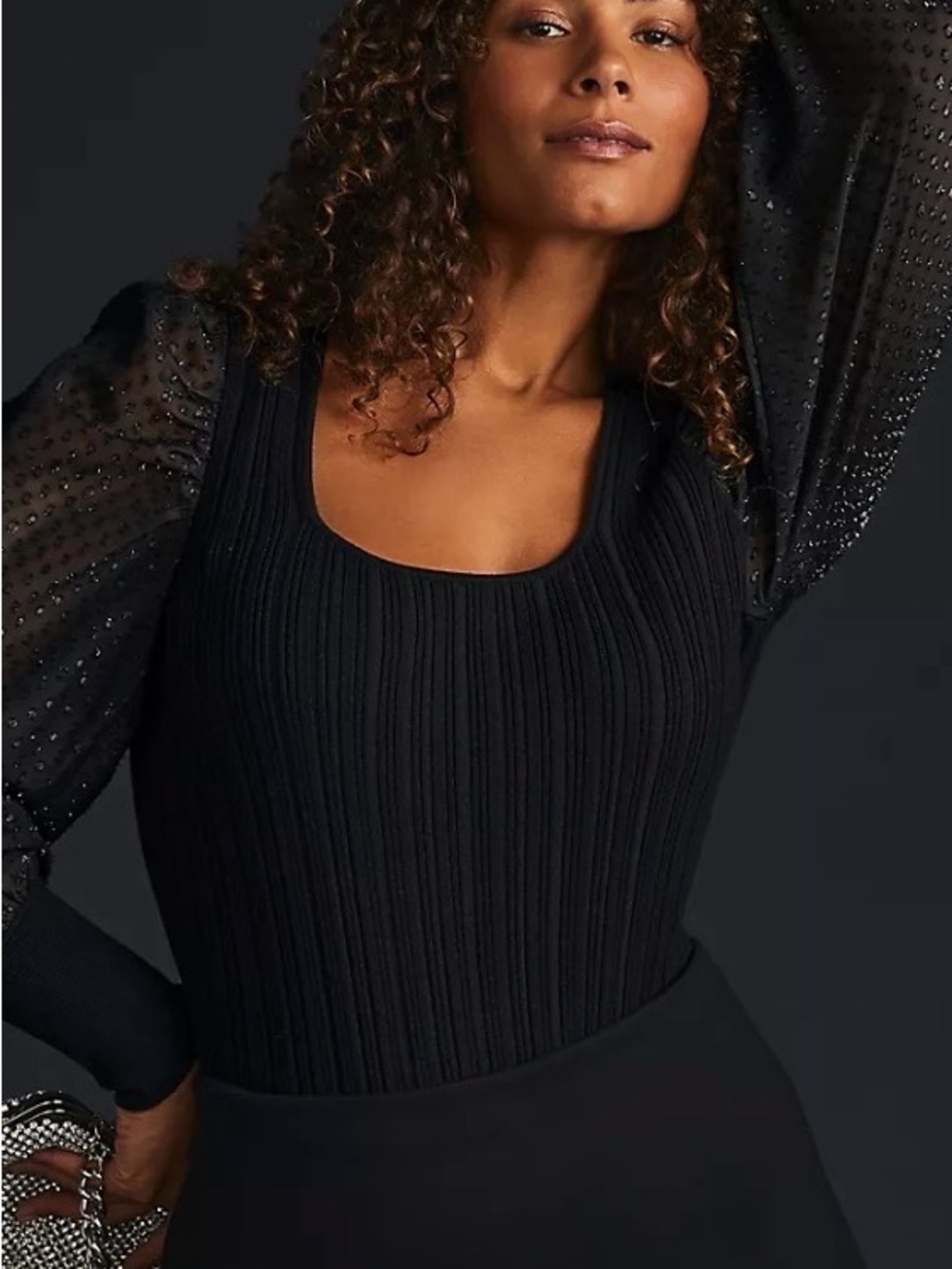Anthropologie Puff-Sleeve Shimmer Sweater  Size 2X - Picture 3 of 10